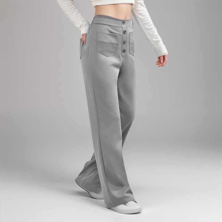 Jelena™ | Elastische broek met hoge taille