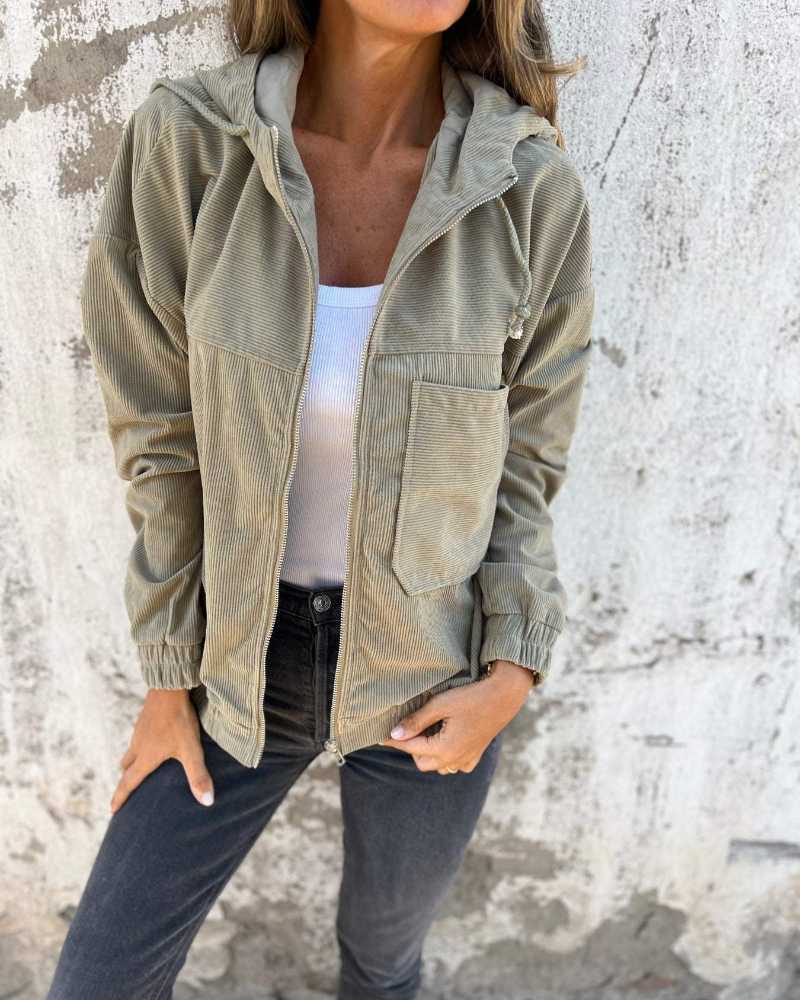 Annemijn™ | Corduroy capuchonjack met rits