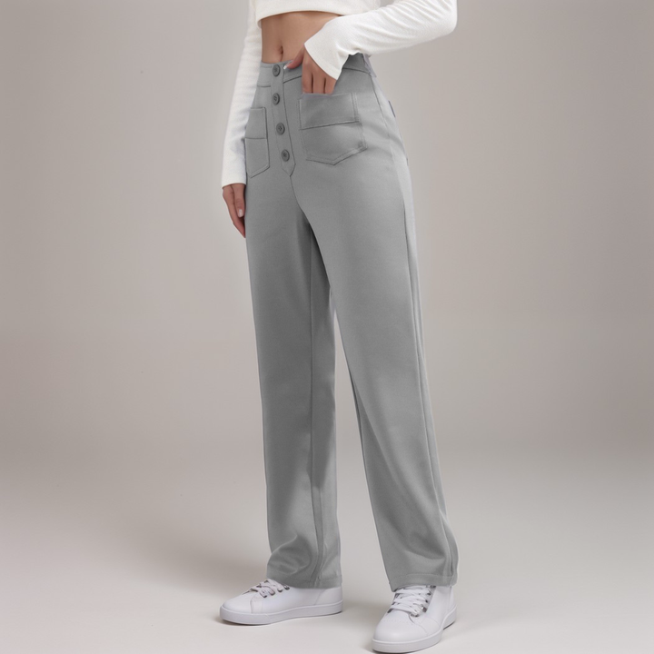 Jelena™ | Elastische broek met hoge taille