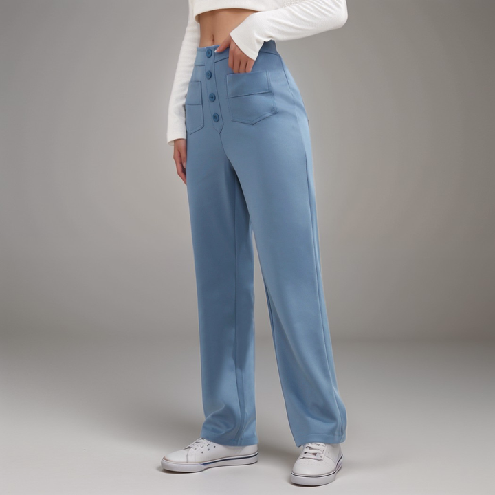 Jelena™ | Elastische broek met hoge taille