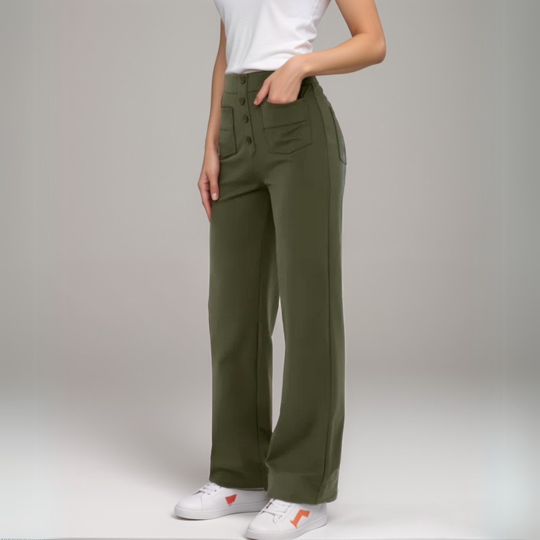 Jelena™ | Elastische broek met hoge taille