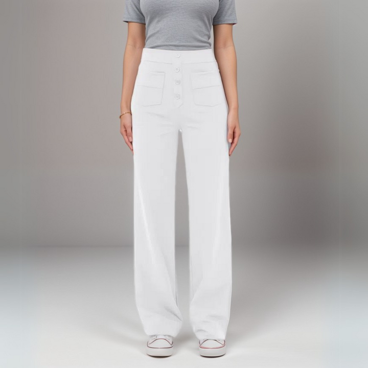 Jelena™ | Elastische broek met hoge taille