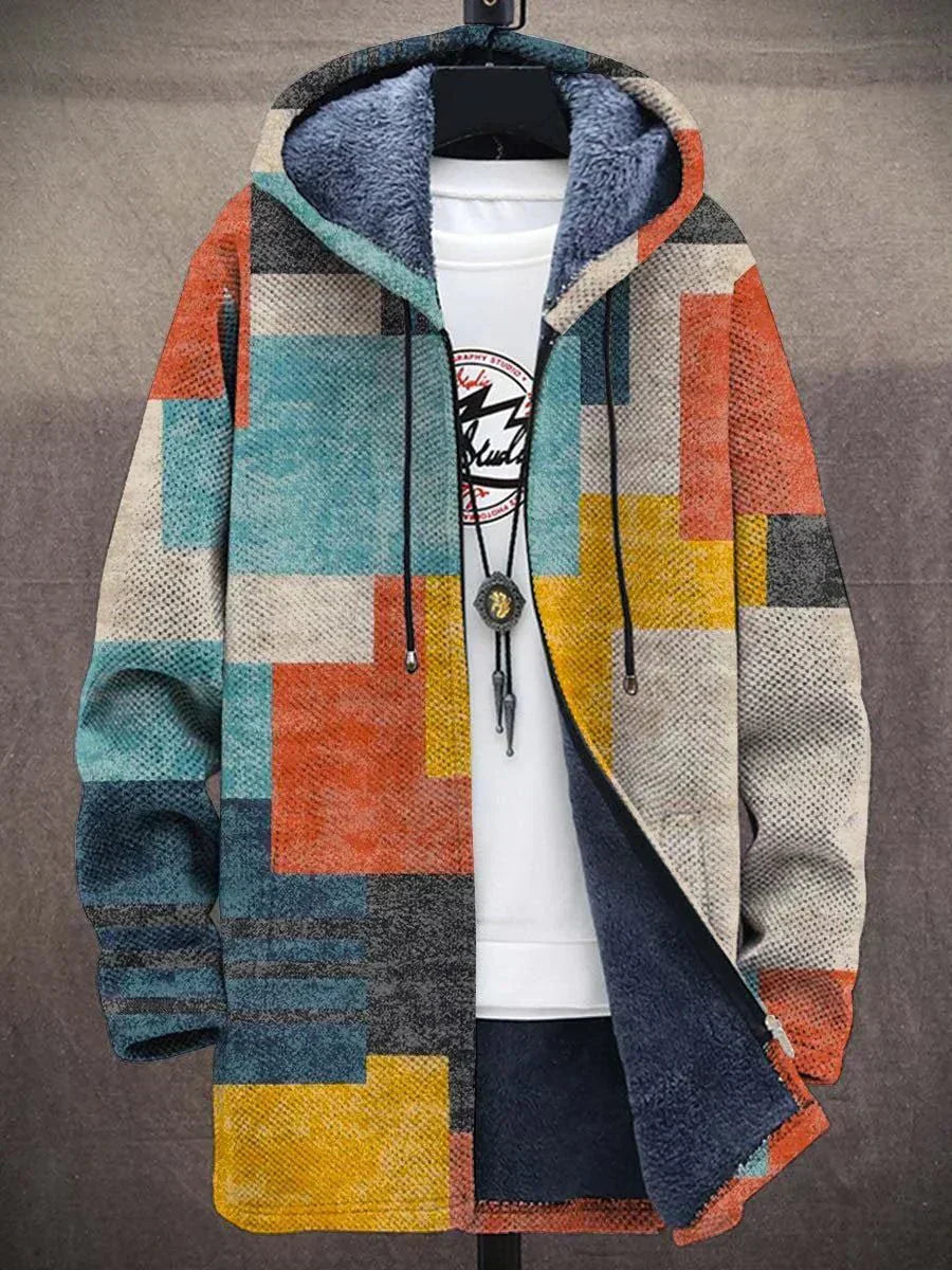 HAILEY – GEOMETRISCH PATCHWORK HOODED COAT