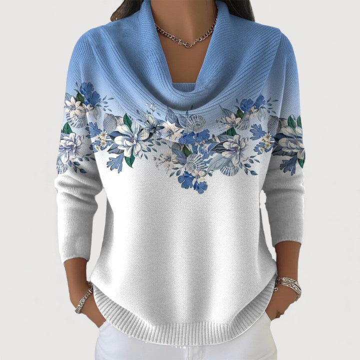 ELLA – TRUI MET BLOEMENPATROON EN COWL-UITSLAG