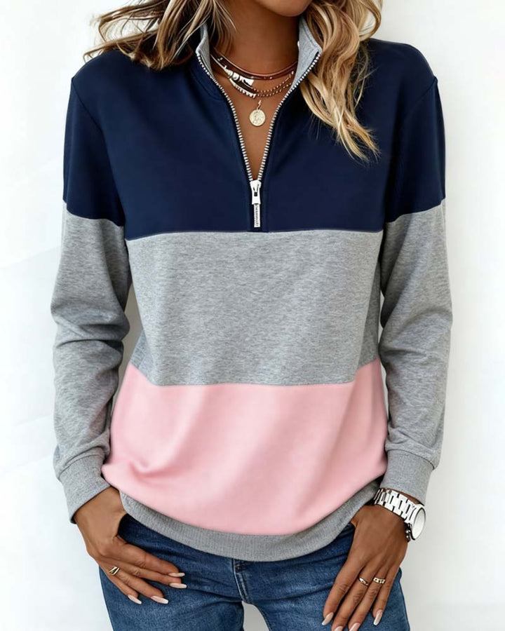 Dorinavelle - Sweat Colorblock Met Comfortabele Ritssluiting