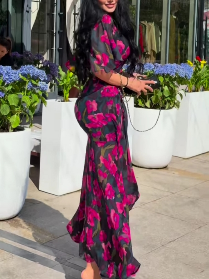 VIVIANA – BLOEIENDE ELEGANTIE WIKKEL MAXI JURK