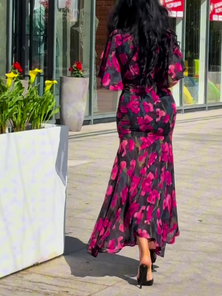 VIVIANA – BLOEIENDE ELEGANTIE WIKKEL MAXI JURK