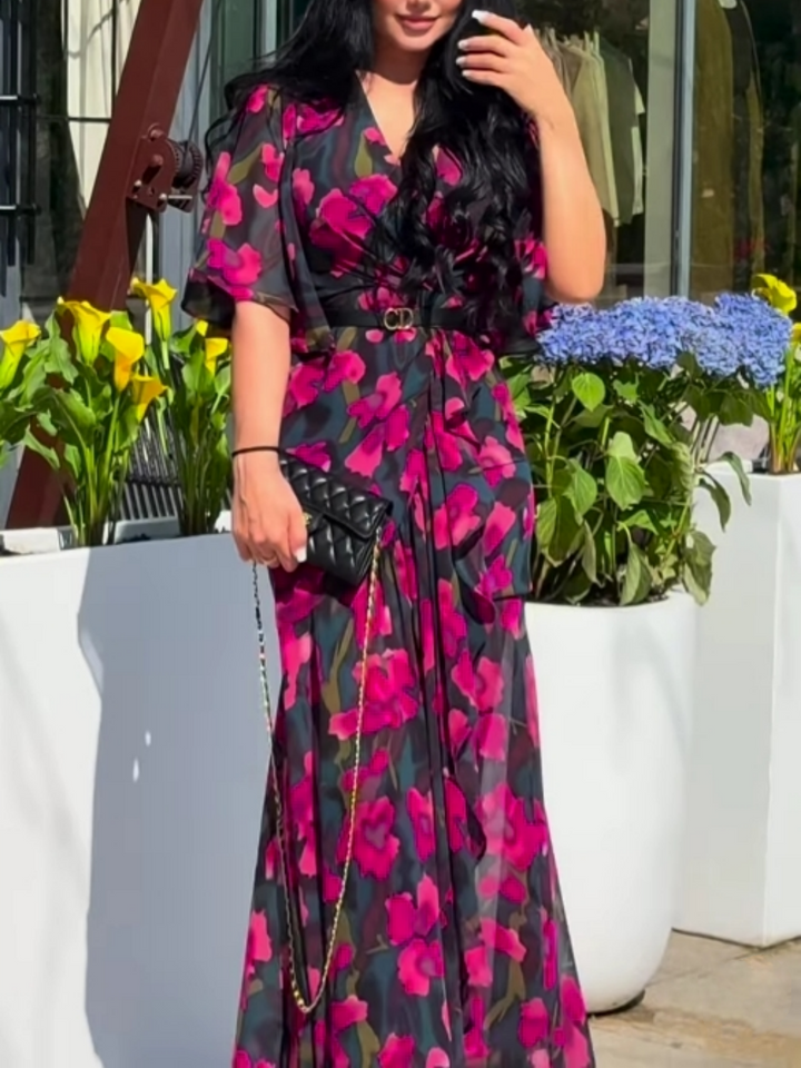 VIVIANA – BLOEIENDE ELEGANTIE WIKKEL MAXI JURK