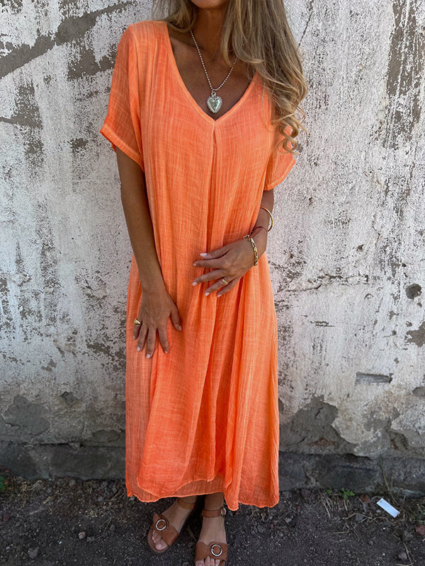 Dymphna™ | Loose V-hals Jurk