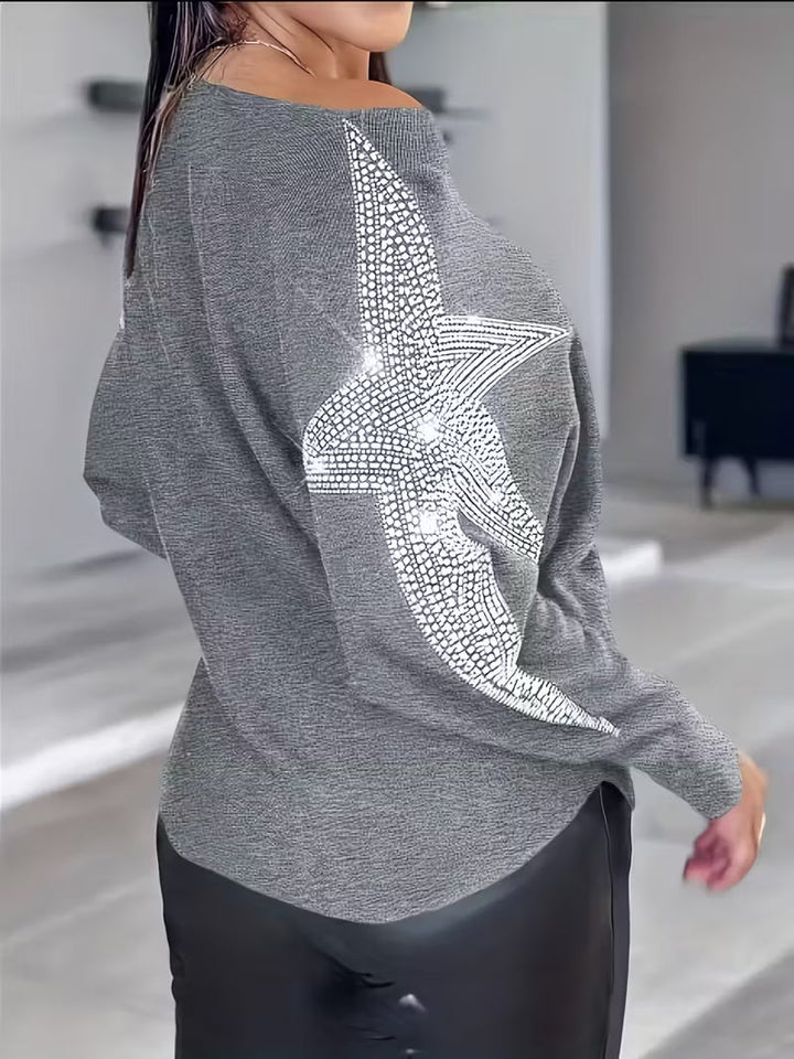 Doralissea - Elegante Lange Mouwen Trui met Sterrenprint