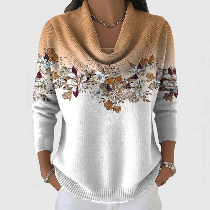 ELLA – TRUI MET BLOEMENPATROON EN COWL-UITSLAG