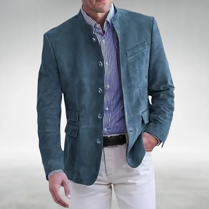 LEO - VERFIJNDE BLAZER MET GRANDAD-KRAAG