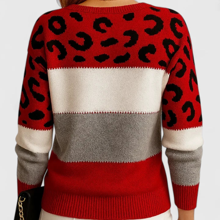 NICOLE – LEOPARD COLORBLOCK GEBREIDE TRUI
