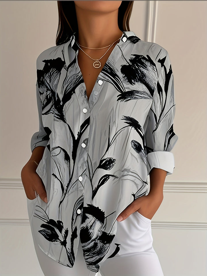 Selavynne - Bloemenprint Blouse met Lange Mouwen