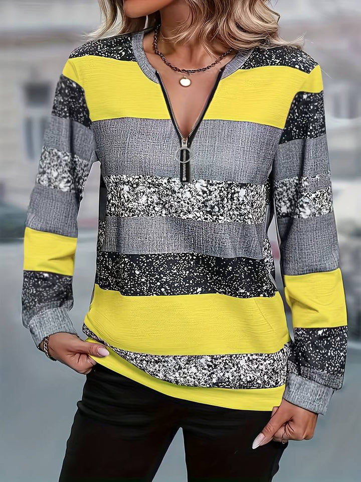 Brisalyne - Gestreepte Casual Trui met Rits