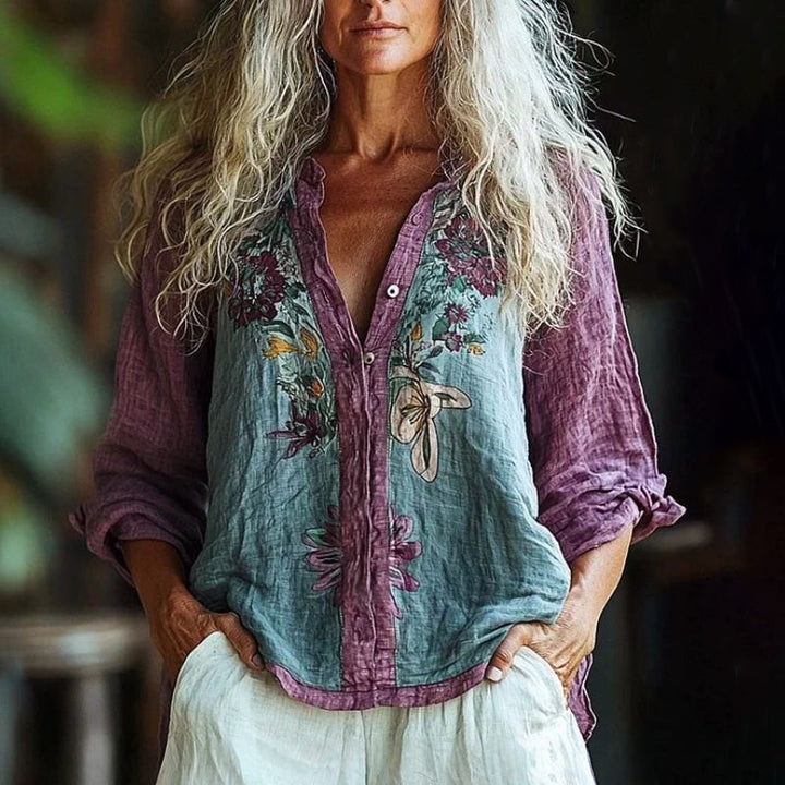ANNA – HET BOHO GEBORDUURDE OVERHEMD
