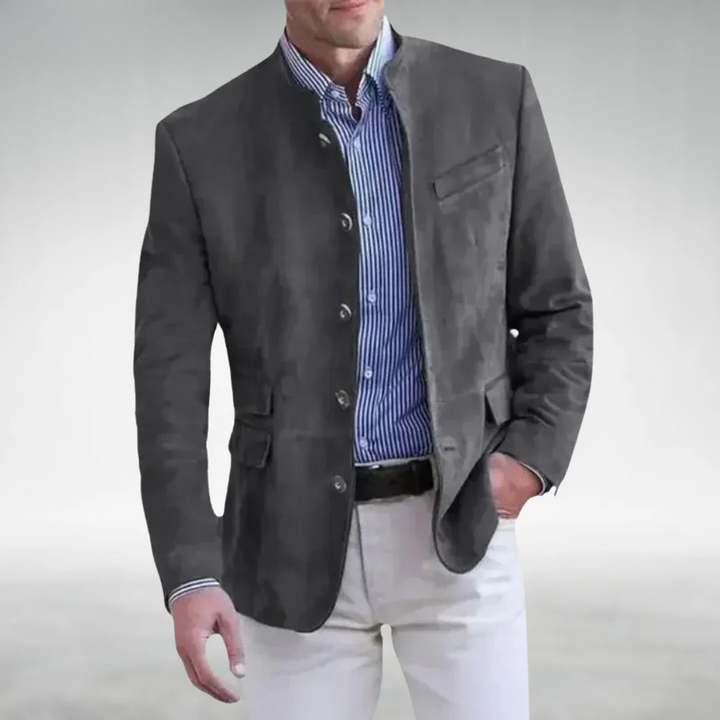 LEO - VERFIJNDE BLAZER MET GRANDAD-KRAAG