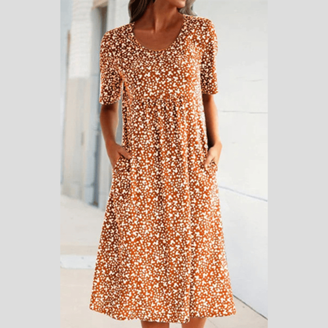 Jasmijn™ | Stijlvolle midi-jurk met bloemenprint