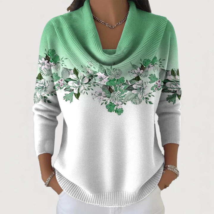 ELLA – TRUI MET BLOEMENPATROON EN COWL-UITSLAG