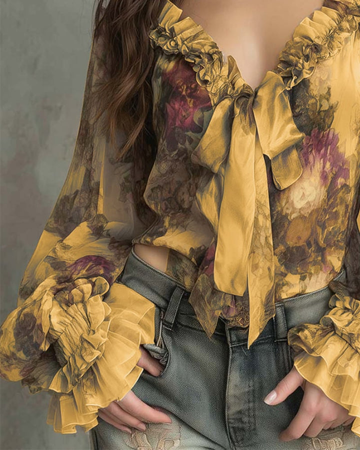 SAVANNAH – ROMANTISCHE BLOOM BLOUSE MET STRIK