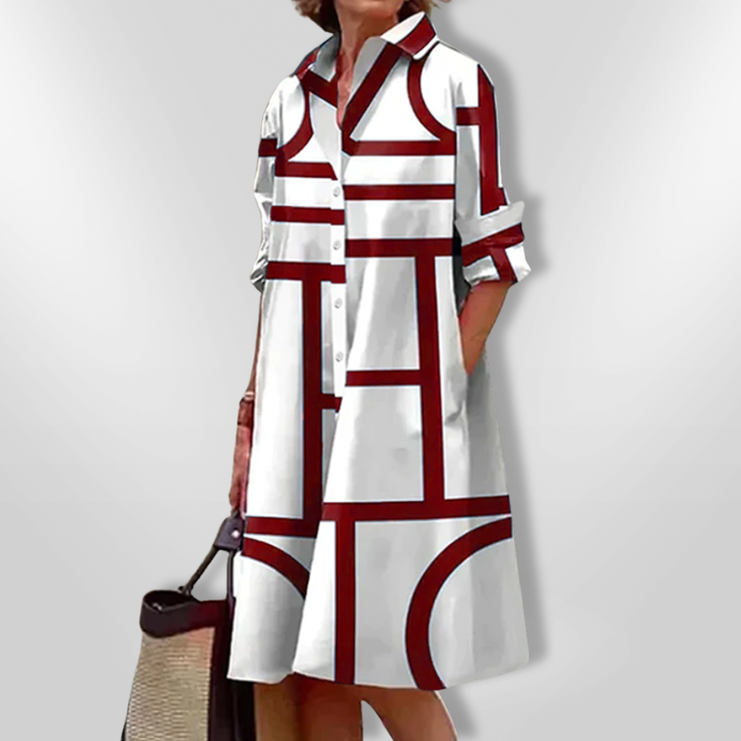 Christel™ | Midi Jurk met Geometrisch Patroon
