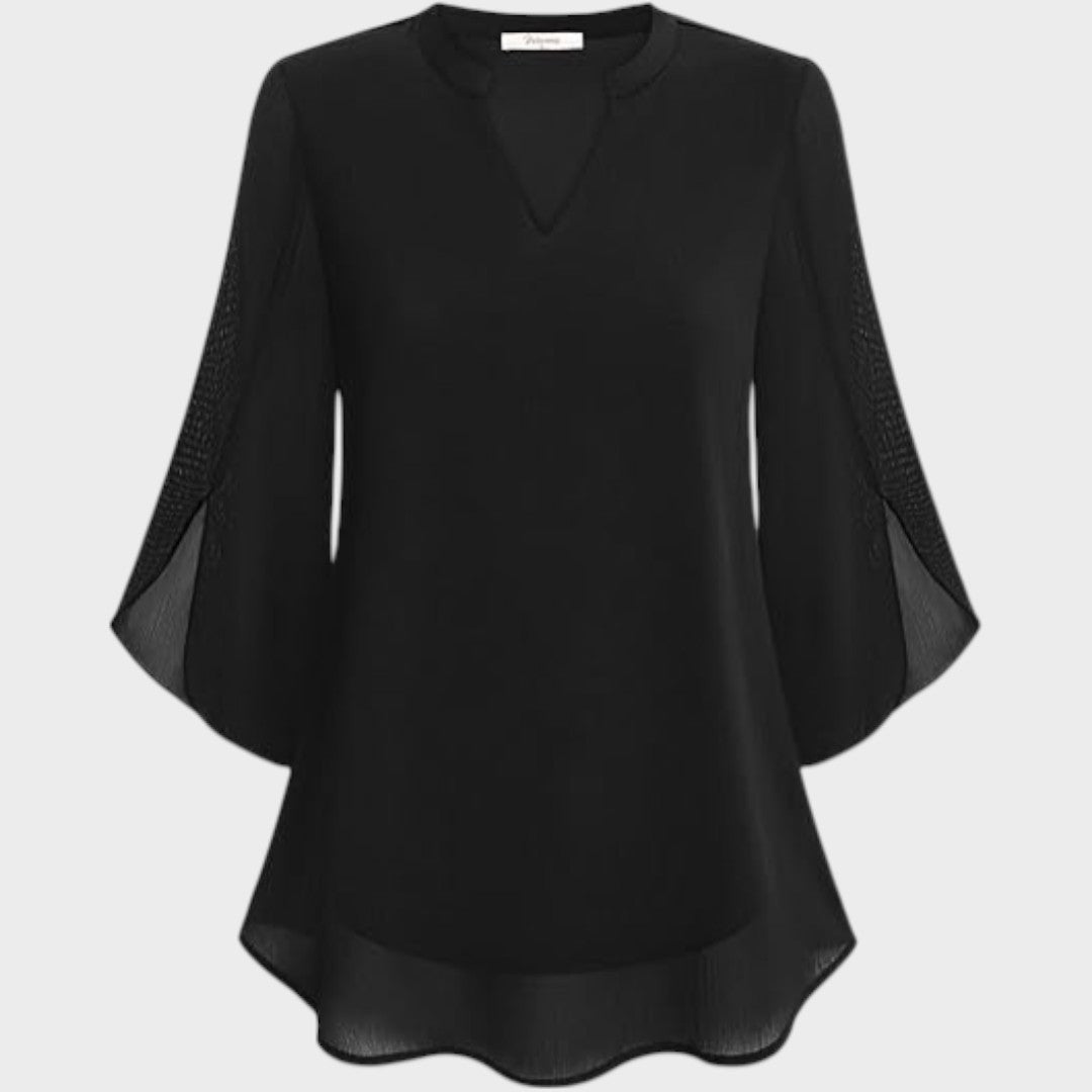 ELENA – ELEGANTE BLOUSE MET V-HALS EN LUCHTIGE UITSTRALING