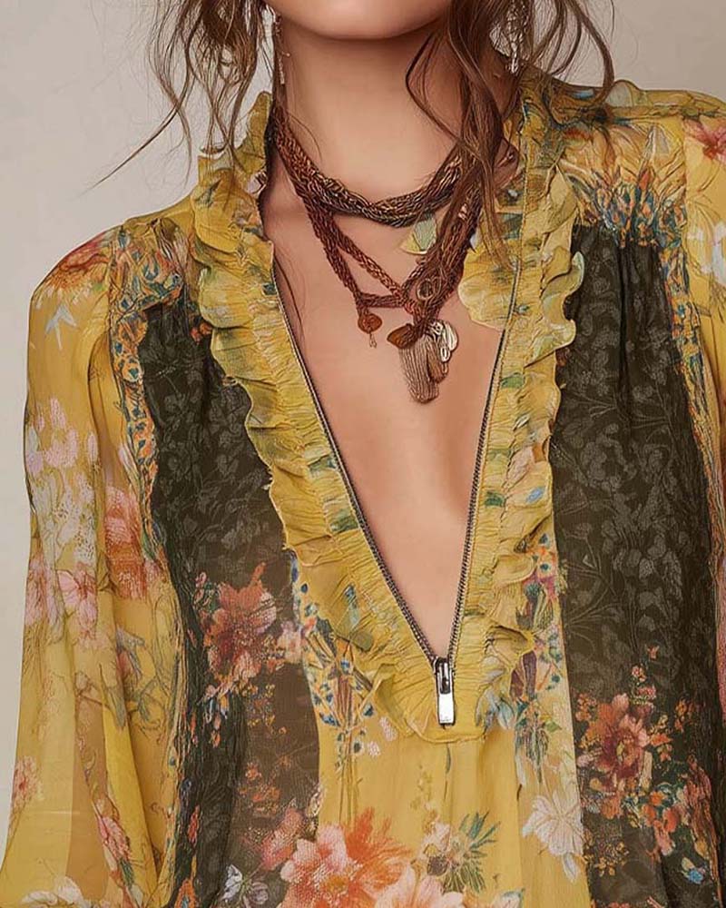 LILLIAN – ROMANTISCHE BLOEMENBLOUSE MET RITS