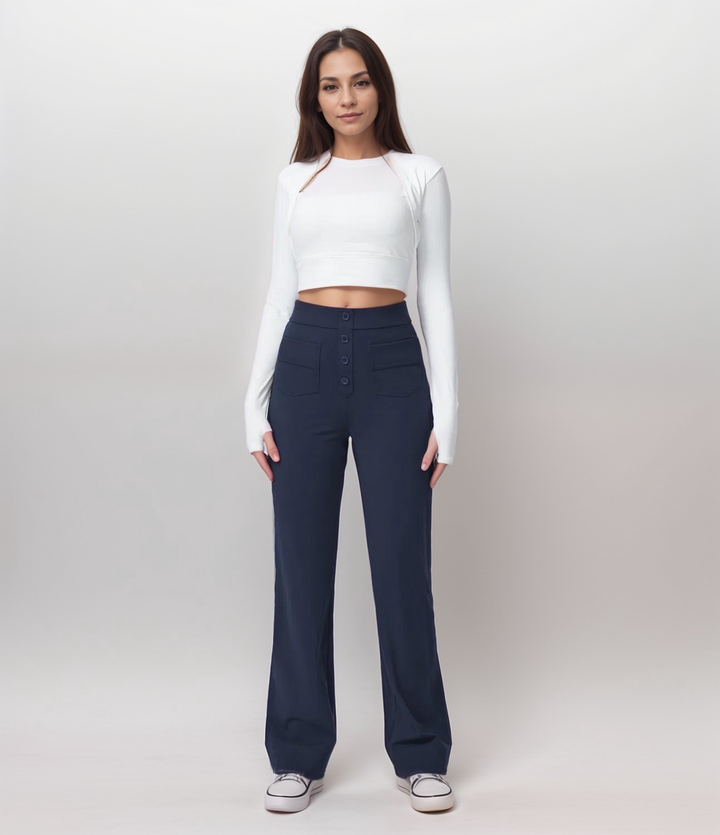 Jelena™ | Elastische broek met hoge taille
