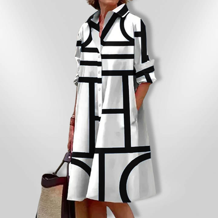 Christel™ | Midi Jurk met Geometrisch Patroon