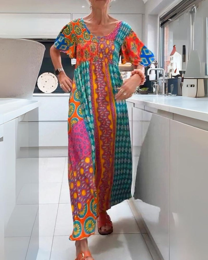 LUNA – KLEURRIJKE PATCHWORK MAXIJURK