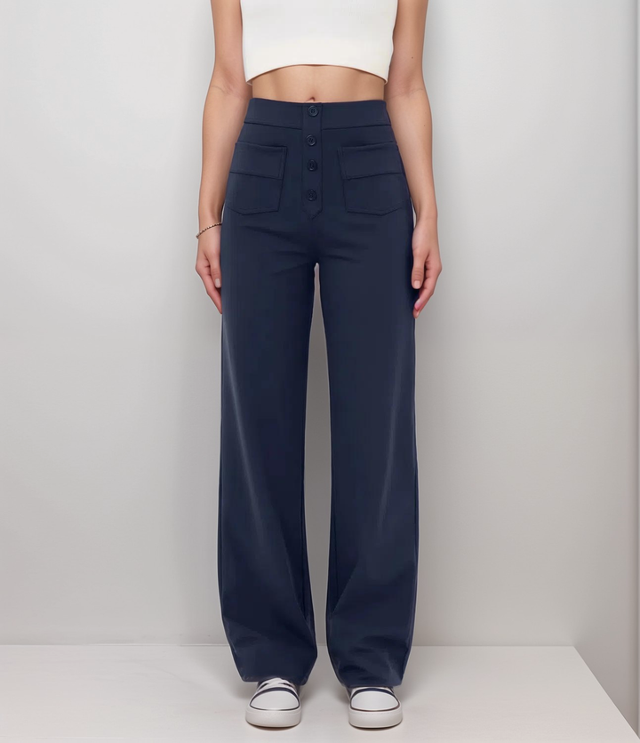 Jelena™ | Elastische broek met hoge taille