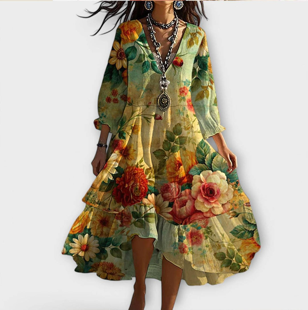 LAZI – BOHO BLOEMEN HI-LOW JURK