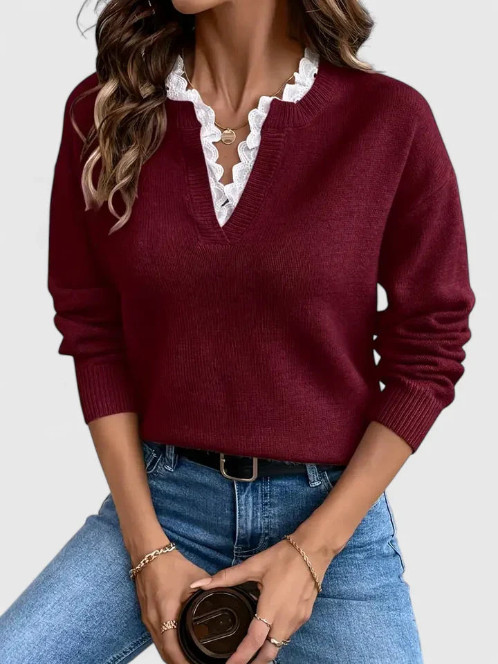 KLARA – V-HALS TRUI MET KANTDETAIL