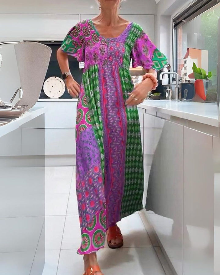 LUNA – KLEURRIJKE PATCHWORK MAXIJURK