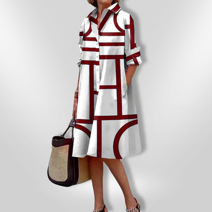 Christel™ | Midi Jurk met Geometrisch Patroon