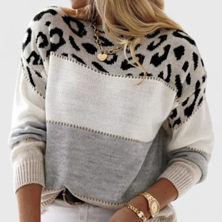 NICOLE – LEOPARD COLORBLOCK GEBREIDE TRUI