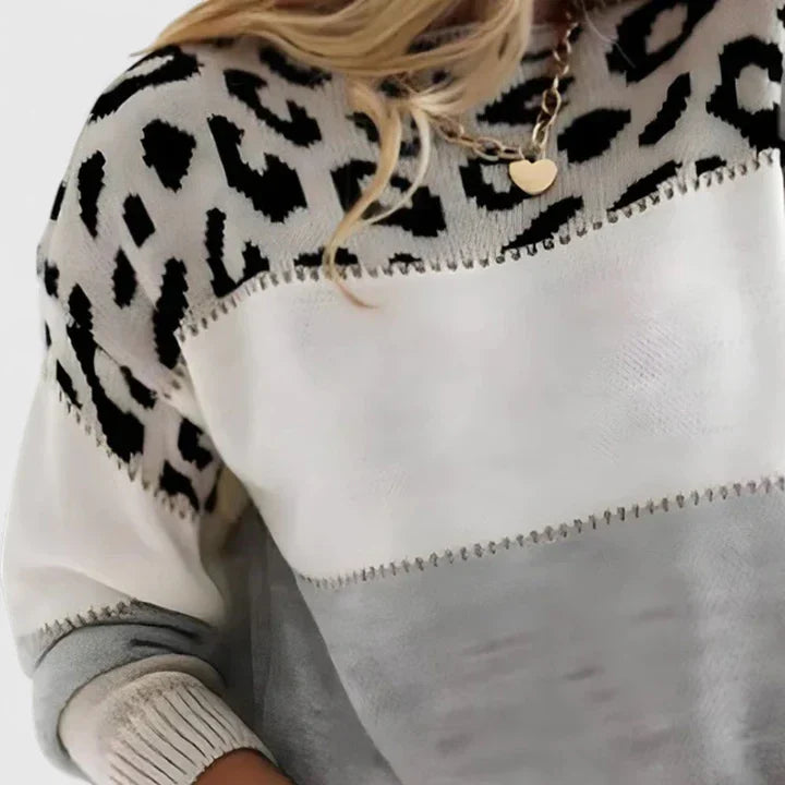 NICOLE – LEOPARD COLORBLOCK GEBREIDE TRUI