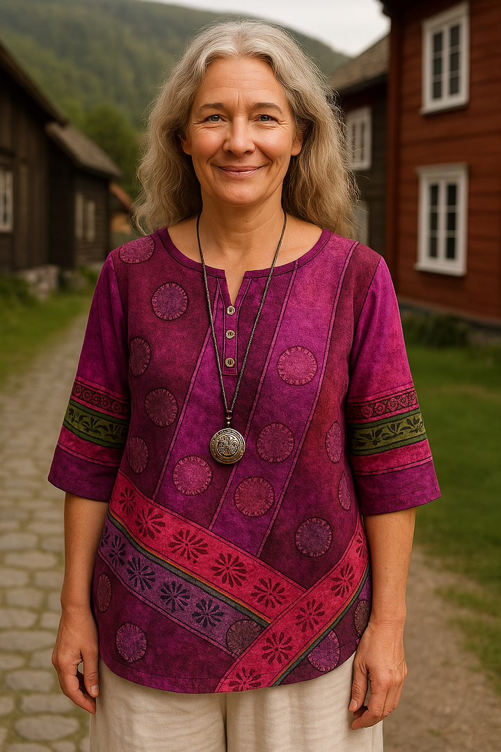 Alette™ | Comfortabele en Kleurrijke Top met Halflange Mouwen