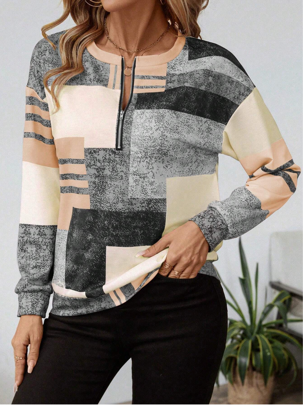 SANDRA – MODERNE ZIP-UP BLOUSE