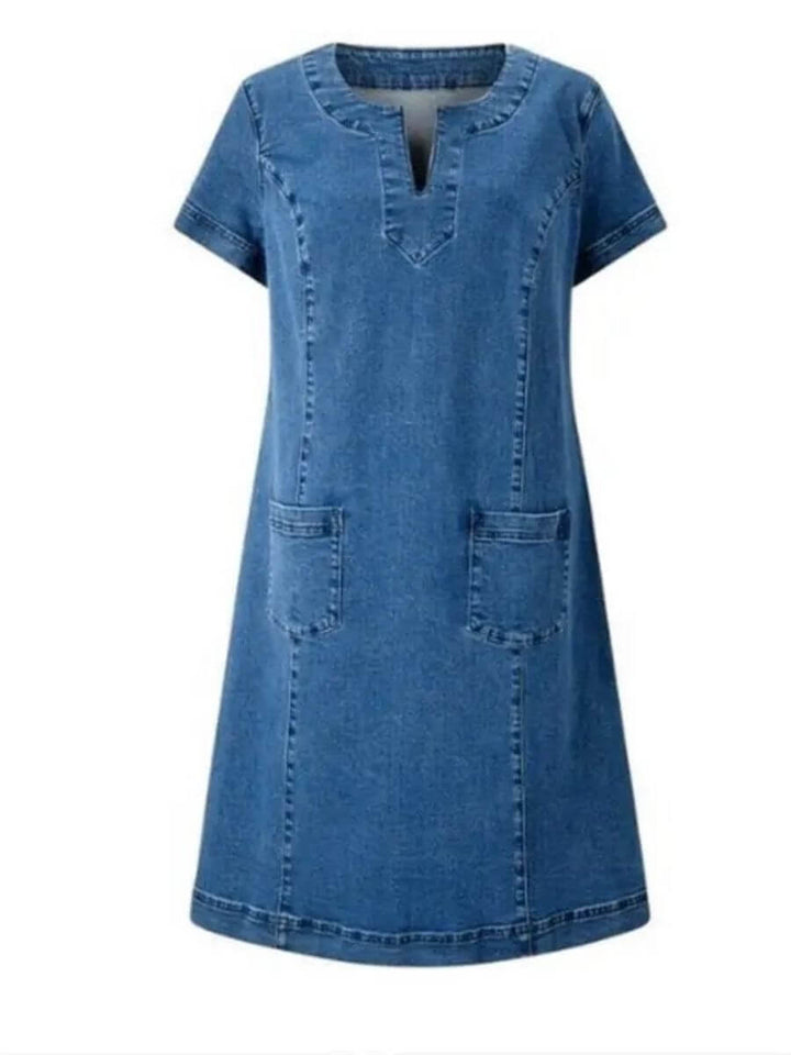 Barbara™ | Zomerse denim jurk met V-hals