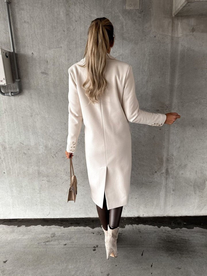 MONIQUE – ELEGANTE DUBBELKNOOPS LANGE MANTEL