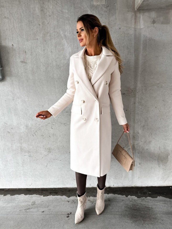 MONIQUE – ELEGANTE DUBBELKNOOPS LANGE MANTEL