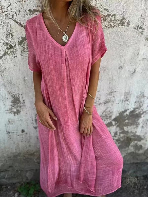 Dymphna™ | Loose V-hals Jurk