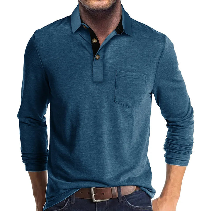 Kavin™ | Heren shirt lange mouw in Effen Kleur