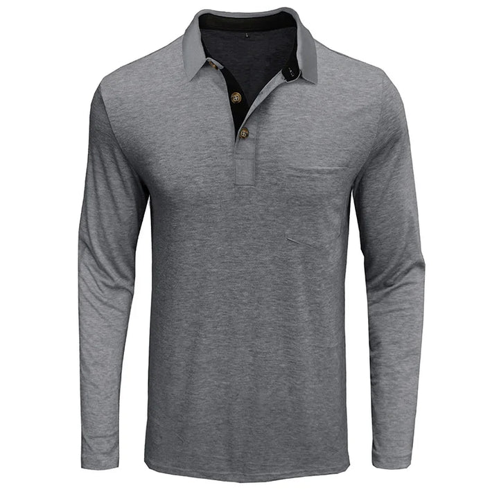 Kavin™ | Heren shirt lange mouw in Effen Kleur