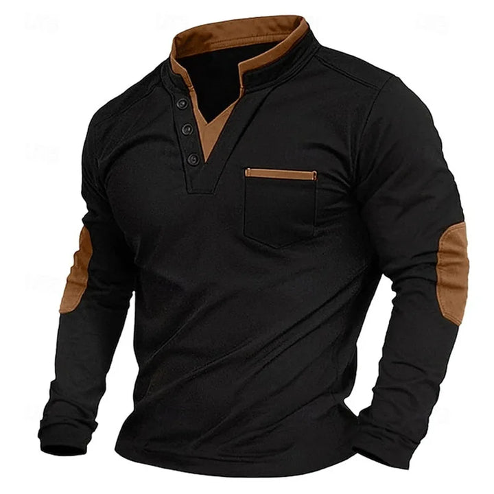 MARCUS – CONTRASTDETAIL LANGE MOUWEN SHIRT