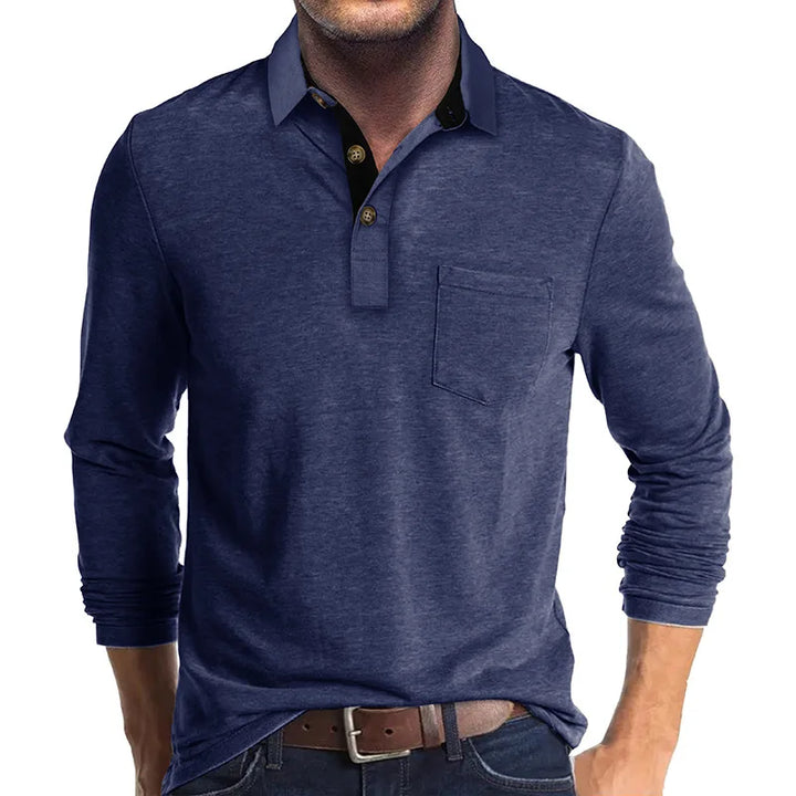 Kavin™ | Heren shirt lange mouw in Effen Kleur
