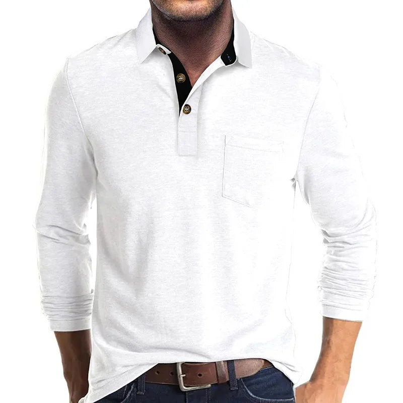 Kavin™ | Heren shirt lange mouw in Effen Kleur
