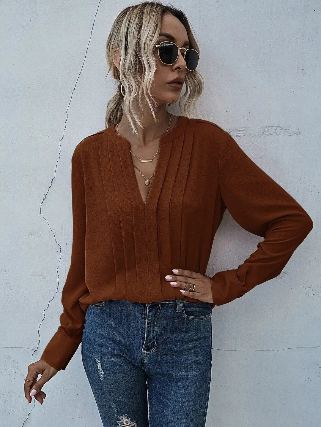 Seona™ | Stijlvolle blouse met verfijnde plooien