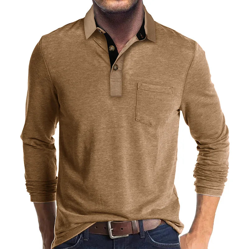 Kavin™ | Heren shirt lange mouw in Effen Kleur